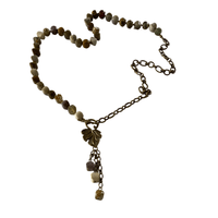 Hand Knotted Ocean Jasper Long Necklace with Leaf Toggle Clasp-Necklaces- Creative Jewelry by Marcia